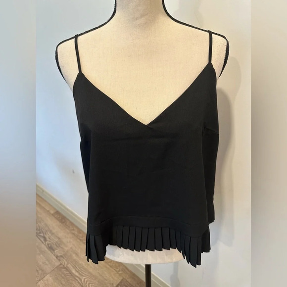 French connection black ruffled camisole  top SZ L - Picture 1 of 4